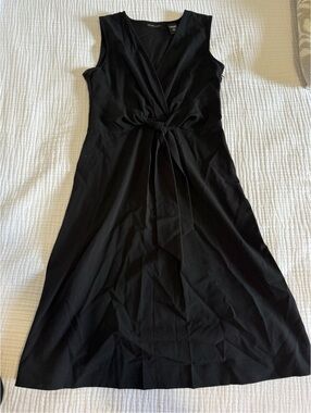 New York & Company Black Sleeveless Tie-Front Midi Dress